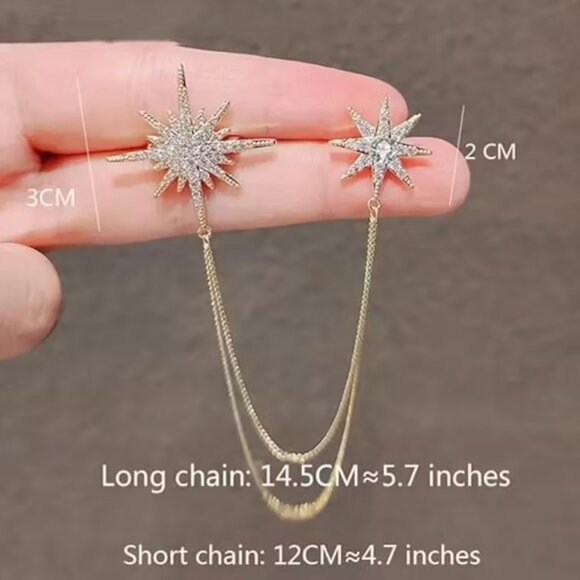 🌺 🌺 🌺 Elegant Luxury Rhinestone Tassel Star Brooch Pins - Picture 3 of 3